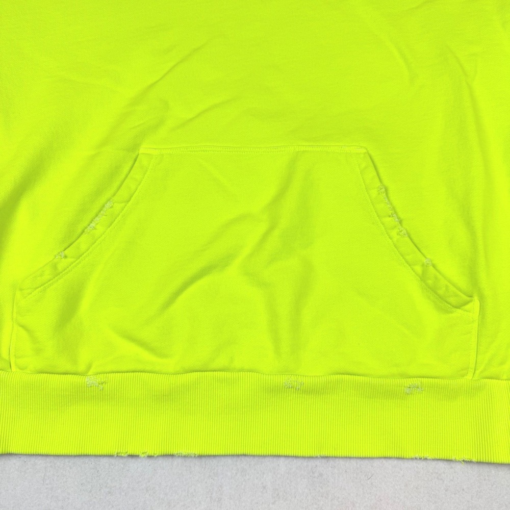 KUT from the Kloth Womens Neon Yellow Distressed French Terry Hoodie Large - Picture 4 of 5